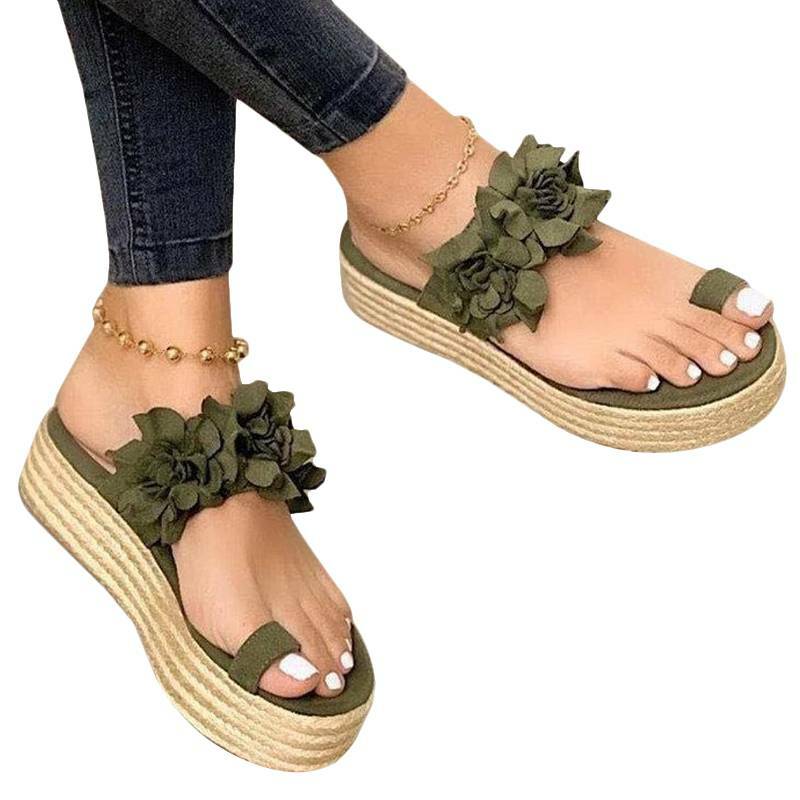 flower slip on platform sandals